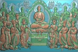 佛教佛像壁画背板 精雕图 众佛浮雕灰度电脑雕刻 扫描图 听经群佛