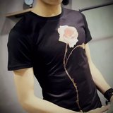潮男T恤2016潮流日系原宿风短袖T恤夏季男生修身林弯弯个性上衣服