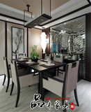 新中式餐桌椅组合 实木长餐桌 一桌六椅 现代椅子新古典家具