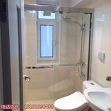 定制304不锈钢淋浴房推拉门卫生间玻璃隔断一字形屏风浴室移门