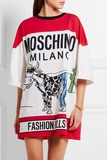 意大利代购2016新款MOSCHINO宽松奶牛印花短袖连衣裙走秀款