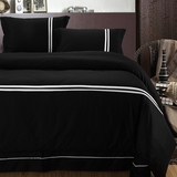 外贸原单纯棉套件纯色双拼全棉四件套春酒店黑白床上用品定制圆床