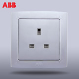 ABB开关插座面板ABB插座德韵直边银色一位英标三极13A插座AL208-S