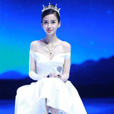 angelababy明星同款新娘皇冠 韩式婚纱礼服配件金色珍珠水钻头饰