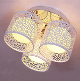 简约现代三头铁艺玻璃吸顶灯温馨客厅灯卧室灯餐厅灯圆形灯具灯饰