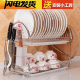 碗架沥水架不锈钢厨房置物架用品用具洗放碗筷收纳架双层碗碟刀架