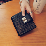 2016新款韩版蛇纹小钱包女短款真皮超薄钱夹迷你卡位简约搭扣皮夹