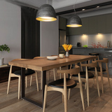 美式复古实木原木小户型长方形餐桌椅组合地中海简约现代餐桌椅