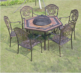 户外烧烤桌椅铸铝桌椅家具庭院露台花园庭院压铸休闲铁艺桌椅组合