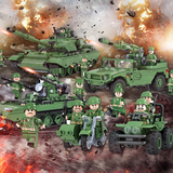【特价】卫乐军事模型陆战英豪拼装积木坦克高炮儿童玩具男孩