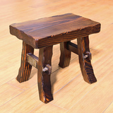 复古防腐木头换鞋凳 仿古小方凳实木儿童矮凳子餐馆手工木小板凳