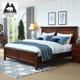 美式全实木床双人床1.8米简约单人大床1.5婚床高箱床储物卧室家具