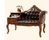 卧室主人椅/欧式真皮贵妃椅/美式实木电话椅/雕刻电话桌/高档家具
