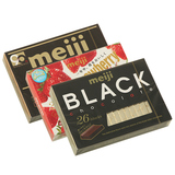 日本进口零食明治草莓/牛奶/黑巧克力钢琴巧克力(120g26枚)*3盒