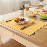 日式田园风格小清新棉麻条纹格子餐垫杯垫 双层布艺餐布西餐桌垫