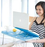 精装可折叠床上笔记本电脑桌 本本散热桌（蓝白色）