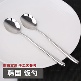 韩国不锈钢汤勺 长柄勺 成人汤匙饭勺家用韩式餐具小圆勺子
