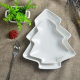 西餐盘子圣诞盘纯白色陶瓷树形盘子创意西式餐具饼干盘造型烘焙盘
