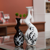 现代家居时尚装饰品摆设 欧式陶瓷工艺品摆件 黑白抽象简约花瓶