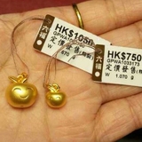 六福珠宝抱抱家庭系列小苹果笑脸吊坠 香港黄金代购专柜正品