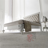 意大利床新古典床双人床 实木雕花床欧式简约床 后现代布艺床婚床