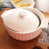 简约纯白带盖汤碗炖盅 汤锅 粥煲 烤碗 甜品汤锅 陶瓷烘焙