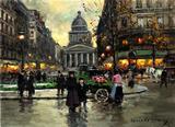 爱德华巴黎街景欧洲风景喷绘油画 客厅装饰画批发画芯油画布143