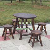 户外碳化木防腐木桌椅/酒吧茶室咖啡室桌椅/小圆桌小圆凳庭园桌椅