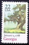 美国邮票 1988年格鲁吉亚州200周年.风光.树 1全新(拍4枚给方连)