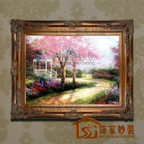 客厅挂画壁炉玄关卧室欧式有框画托马斯花园景风景手绘油画TMS051