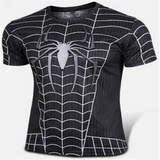 复仇者联盟钢铁侠超人美国队长T恤蜘蛛侠紧身衣男士短袖运动健身