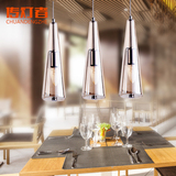 餐厅吊灯 三头 欧式锥形玻璃杯吧台吊灯