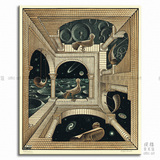 彼岸2 Escher 埃舍尔 视错觉版画装饰画无框有框客厅书房酒吧