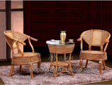林氏直销客厅阳台组合天然印尼藤摇椅休闲椅三件套真藤木太师椅子