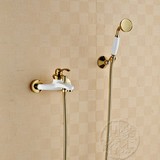欧式仿古全铜浴缸淋浴花洒龙头金色单把挂墙式混水阀冷热水龙头