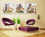 欧式抽象人物挂画现代客厅无框画三联画时尚沙发背景墙装饰画壁画