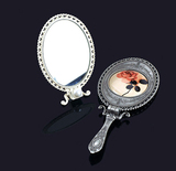 包邮 韩国进口化妆镜 韩版饰品 折叠便携式镜子 台式 铜镜