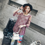 上品行秋季新款韩版女装气质时尚性感立体蝴蝶镂空袖中长款针织衫