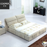 COOPER 现代简约小户型可拆洗绒布1.8米双人床头软包布艺床婚床