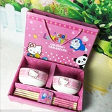 新儿童碗筷套装高档陶瓷礼品碗套装创意卡通餐具 生日礼品套盒