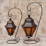 复古 古铜色欧式烛台 带支架座式 宴会桌面摆件 户外庭院防风灯