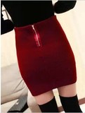 新款女秋冬季韩国高腰拉链包臀弹力针织毛线裙半身裙短裙打底裙子