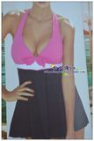 安莉芳专柜正品2013新款黑粉奇缘连体裙式显瘦泳衣ES0693【现货】