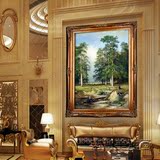 欧美油画 家居客厅别墅壁炉玄关有框装饰画挂画 手绘山水风景油画