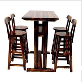 碳化酒吧桌椅组合吧台饭店桌椅套件实木餐厅咖啡店户外休闲家具