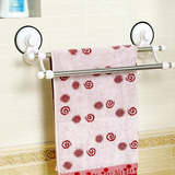 双庆304不锈钢强力吸盘双杆毛巾架 浴室卫生间浴巾架