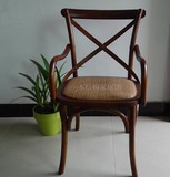 美式乡村椅Y-Chair欧式实木餐椅交叉背椅藤椅扶手椅子书房椅