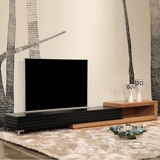 依多维可伸缩电视柜创意个性时尚 北欧简约现 黑橡 新款米茜尔