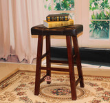 美式实木马鞍凳/吧台凳/凳子矮凳茶几凳餐桌凳皮坐垫实用放衣凳