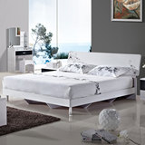 简约现代1.8双人床1.5米板式白色烤漆床高箱带气动储物床